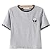 FUNOC Ladies Women Loose Leopard Printing Chiffon Casual Tops T Shirt Blouse (Fluorescent Red, V-Neck, L)