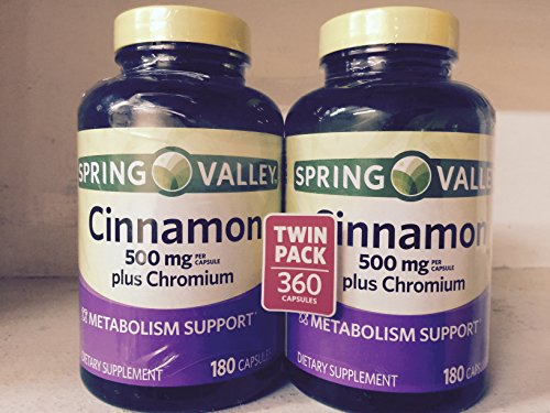 Spring Valley Cinnamon 1000 Mg Plus Chromium Twin Pack 2 Bottles Of 180 Capsules