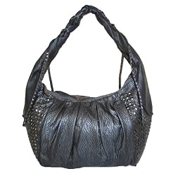 Studded Embossed Hobo by Blue Elegance