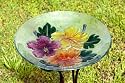 Evergreen 2GB027 Glass Bird Bath, Hibiscus Flower, 18-Inches Diameter