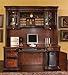 Home Office Computer Desk with Hutch in Two Tone Warm Brown Finish