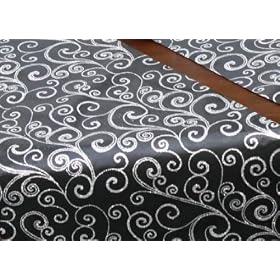 Buy Black Satin with Silver Glitter Swirls Table Runner by Unknown
