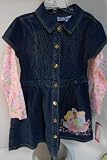 Disney Princesses Jeans Dress With Long Sleeve Floral T-Shirt Girls Size 6 Sleeping Beauty, Tiana and Cinderella NWT