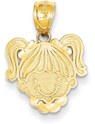 14k Polished Girl Head Pendant