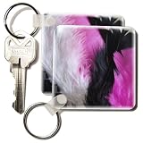 Florene Décor II - Black Pink and White Feathers In Soft White Frame - Key Chains