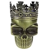 Golden Bell Ancient Crowned King Metal Skull Herb Spice Pollen Grinder--Bronze
