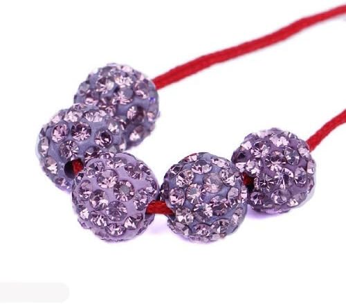DUMAN 10pcs Voilet 10mm Clay CZ Disco Ball Beads Crystal Studded Shamballa Craft for Bracelet, Necklace, Earrings Jewellery Making