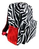 Zebra Stripe Print Backpack Book Bag Red Trim
