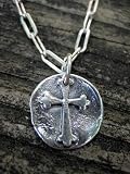 Petite Relic Cross Charm, The Small Relic Cross Charm is handwrought sterling silver and measures 5/8. 18 Sterling Chain