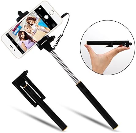 Selfie stick, Mouselemur Mini Monopod (Battery Free No Bluetooth) Pocket Foldable Selfie Stick for iPhone 6 Plus, iPhone 6S, Samsung Galaxy and note, Android (Black)