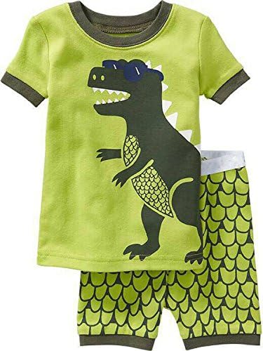 Exdream Boys Toddler Dinosaur Design Light Green Short Pajama 2 Pcs Set T-Shirt &amp; Pants 3T