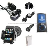 DreamBargains Premium Sansa View 8-piece Accessory Bundle Kit - Protective Crystal Acrylic Case - Clear + Plastic Belt Clip - White + Retractable USB Charger - Black + USB Home Charger - Black + USB Car Charger - Black + Durable Metallic Sound Isolating In-Ear Earphones + Neckstrap - White + Fully Adjustable Flexible Windshield Holder Cradle Mount - Black