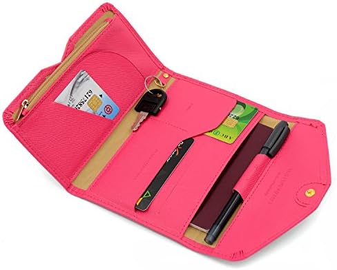 Glamdaisy Multi-purpose soft leather Passport Wallet Organizer Holder (Rose)