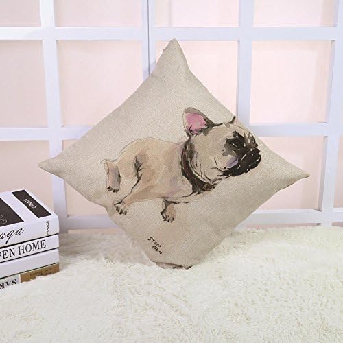 FairyPark Cushion Cover Animal Pillow Case Cotton Linen Sweet Dog French Bulldog Lover Fox Sofa Bedroom Home Decorative Pillow Cover Perfect Pillow Cover