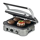 Cuisinart GR-4N 5-in-1 Griddler, Silver, Black Dials