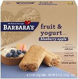 Barbara's Bakery Fruit & Yogurt Bar, Blueberry Apple, 6-Count Boxes (Pack of 8)