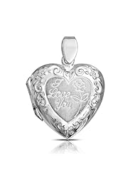 Valentines Day Gifts Bling Jewelry I Love You Flower Heart Locket 925 Silver
