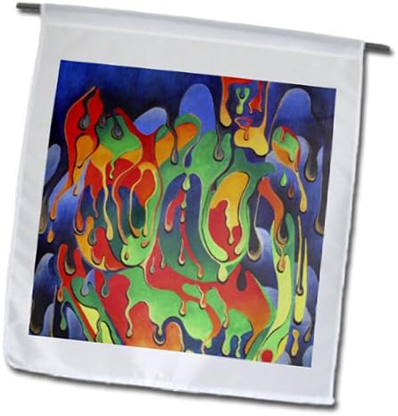 Taiche - Acrylic Painting - Surreal Women - A Splash Of Paint - surrealismwoman, primary colours, abstract, red, blue, green, yellow - 12 x 18 inch Garden Flag (fl_46758_1)