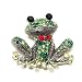 Green Austrian Rhinestone Red Bow Tie Frog Antique Silver Plated Brooch Pin Pendant