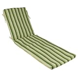 Outdoor Patio Beige/Green Striped Chaise Cushion