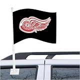 Detroit Red Wings Black Car Flag