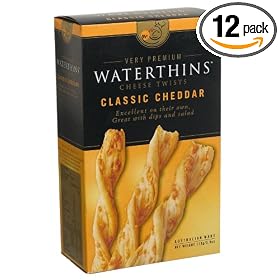 Waterthins Classic Cheddar Cheese Twists, 3.9-Ounce Boxes (Pack of 12)