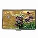 Antique Alive Mother of Pearl Orchid Design Yellow Business Credit Name ID Card Holder Case Metal Stainless Steel Engraved Slim Purse Pocket Cash Money Wallet