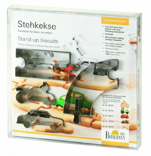 Birkmann 160743 Stehkekse Fahrzeuge, 4 Ausstechformen, 6.5 - 10 cm, Rezept, in Geschenkver Preisvergleich