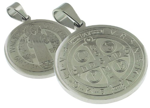 28 MM Round San Benito - Saint Benedict Catholic Medal - 1.1 Inches Diam