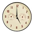 DecoMates - Retro Multiplex Non-Ticking Silent Wall Clock with Built in Thermometer [Fahrenheit]/Hygrometer (Brown)