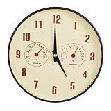 Retro Multiplex Non-Ticking Silent Wall Clock with Built in Thermometer [Fahrenheit]/Hygrometer (Brown)