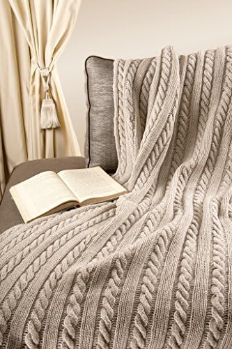 Handmade Classic style 100% Merino Wool 70" x 55" Throw Blanket Made in Ireland (Parsnip)