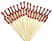 PuTwo Cocktail Picks Handmade Toothpicks 4.7â€ 100ct Red Beads with Rope