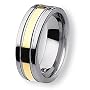 14K Gold Plated Grooved Polished Tungsten Carbide Ring (8.0 mm) - Sizes 7-13