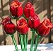 Murano art glass flowers red rose 6pcs