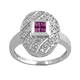 0.3 Cttw Ruby & 0.15 Ct Diamond 14 Karat White Gold Vintage Inspired Ring Size 7