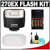 Canon Speedlite 270EX Flash + Omni-Bounce Flash Diffuser + Precision Design 4 NiMH Batteries with Rapid Charger + Accessory Kit