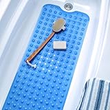 Extra Long Vinyl Bath Mat - Blue