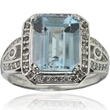 Michael Valitutti 14K White Gold Aquamarine & Diamond Ring