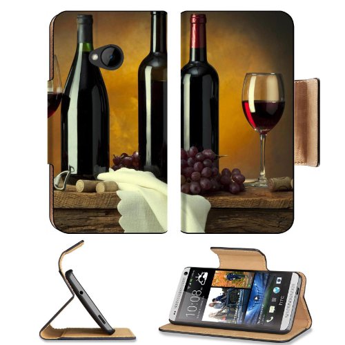 Bottles Red Grape Wine Corks HTC One M7 Flip Cover Case with Card Holder Customized Made to Order Support Ready Premium Deluxe Pu Leather 5 11/16 inch (145mm) x 2 15/16 inch (75mm) x 9/16 inch (14mm) MSD HTC One Professional Cases Accessories Open Camera Headphone Port Graphic Covers Designed 1 Model Folio Sleeve HD Template Designed Wallpaper Photo Jacket Wifi Luxury Protector Wireless Cellphone Cell Phone