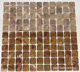 1'X 1' Multi Brown Gold Onyx Tumble Finish Mosaics Meshed on 12' X 12' Tiles for Backsplash, Shower Walls, Bathroom Floors Prices Lowered for Two Weeks Only From 12/01 to 12/15