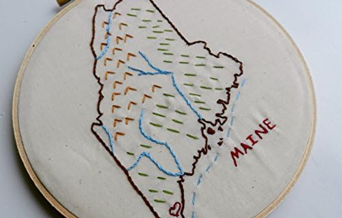Maine State Map Hoop Art. 7 inch. Embroidery Hoop Art. Map Art. Wedding Gift. Travel. Love. Travel. Home State. Gallery Wall. East Coast Map. Vacation Home Decor.