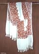 Wool shawl, 'White Floral Drama'