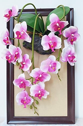 Artificial Silk Moth Orchid Phalaenopsis Frame Decorative Flower Wall Decal Leisure Style House Home Living Room Mural Decoration Flowering Plant Gifts (pink)