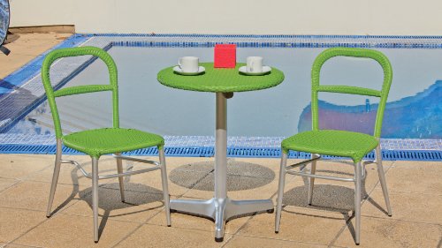 Cozy Bay® Luca 2 Seater Rattan Furniture Green Restaurant Stackable Bistro Set top Bistro sets Cozy Bay® Luca 2 Seater Rattan Furniture Green Restaurant Stackable Bistro Set picture