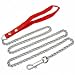 4' Chain Link Dog Leash Leather Handle Pet Walking Tool