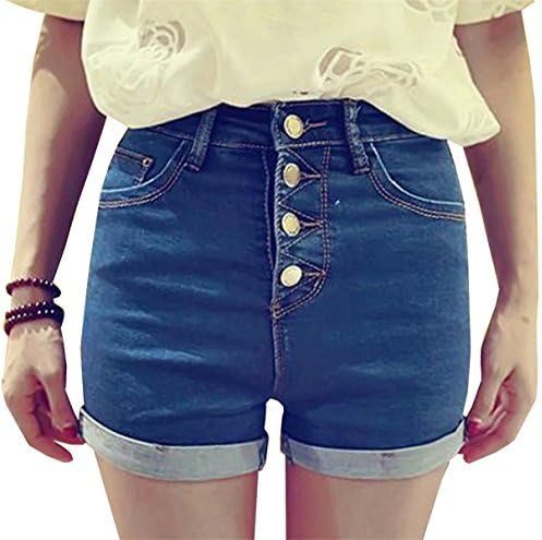 Cameinic Women's High Waist Single Breasted Denim Short Fashion Beachwear