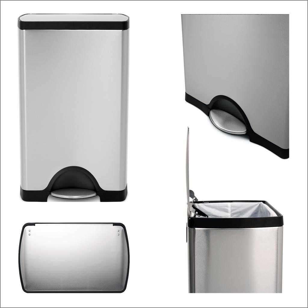 simplehuman Rectangular Pedal Bin, 38 L FingerprintProof Brushed Stainless Steel Amazon.co