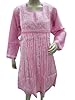 Womans Cotton Tunic Anarkali Pink Chikan Embroidered Caftan Dress Kurta