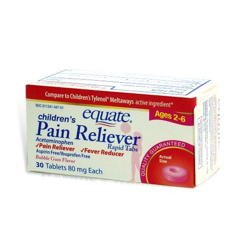 HealthPersonalCare: Equate, Children's Pain Reliever, Bubblegum Flavor, Ages 2 6, 30 Tablets, Meltaways Acetaminophen